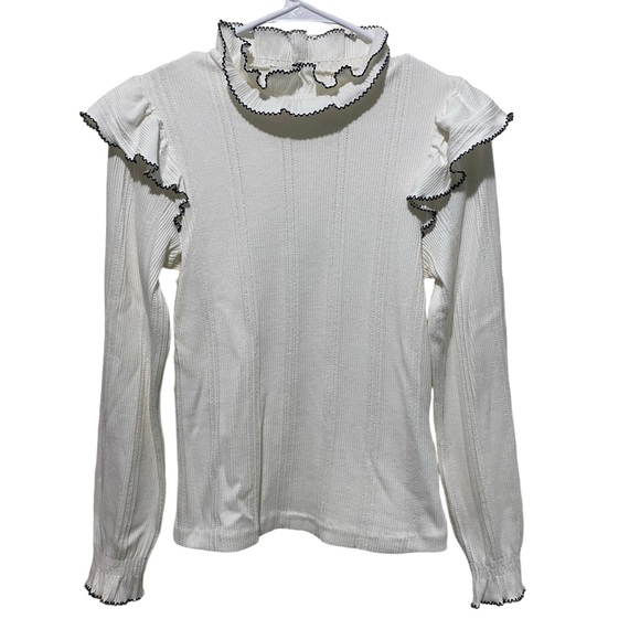 Sandro Cotton Rich Ruffled Top Women’s Size Small - Picture 2 of 7